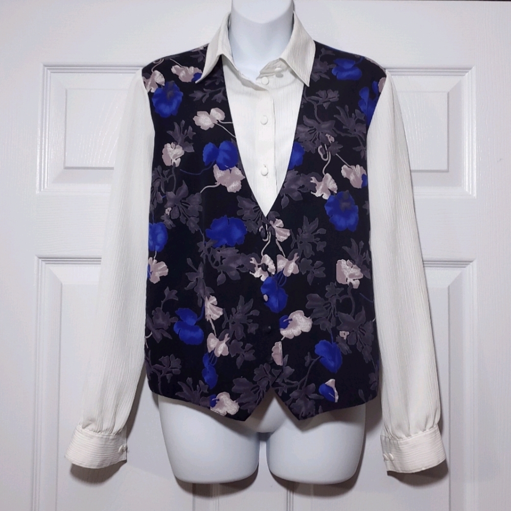 VINTAGE 70s style Tan Jay vest blouse